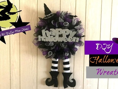 DIY Halloween Witch Wreath- With Mostly Dollar Tree Items