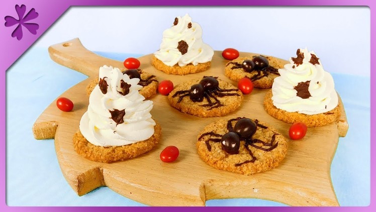 DIY How to decorate cookies for Halloween, spiders and ghosts (ENG Subtitles) - Speed up #409
