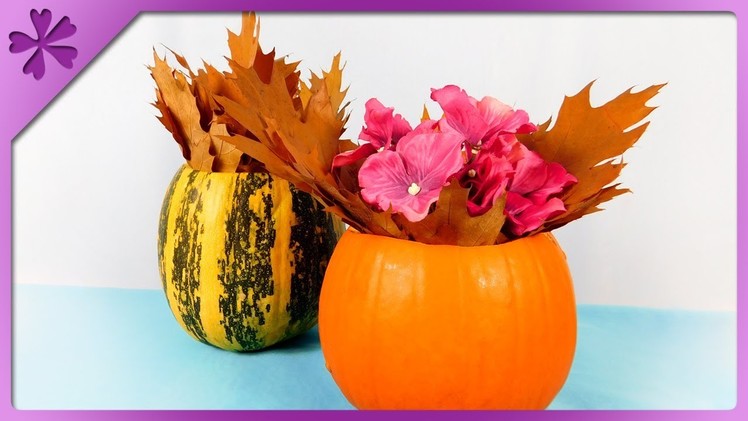 DIY How to make flower vase out of pumpkin, Halloween flowerpot (ENG Subtitles) - Speed up #406