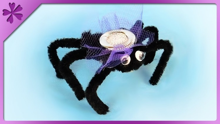 DIY How to make spider, hair clip, for Halloween (ENG Subtitles) - Speed up #407