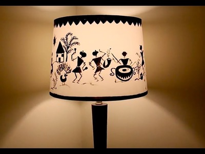 DIY lampshade makeover | Monochrome painting | Warli art (Indian Tribal painting)