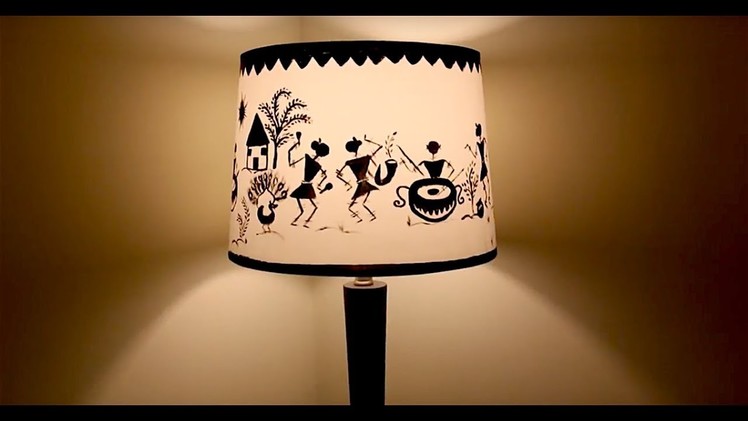DIY lampshade makeover | Monochrome painting | Warli art (Indian Tribal painting)