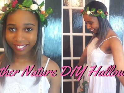 DIY Mother Nature. Forest Dress Halloween Costume( Flower Crown and Dress)