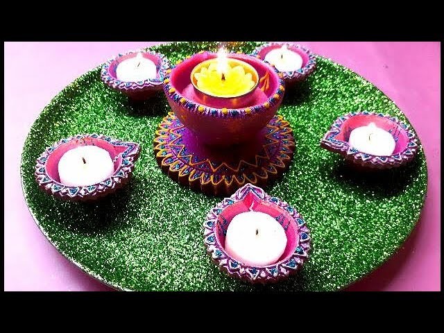 DIY Pooja Thali Decoration for Diwali Festival. Simple and Easy Pooja Thali Decorations Idea. Arti.
