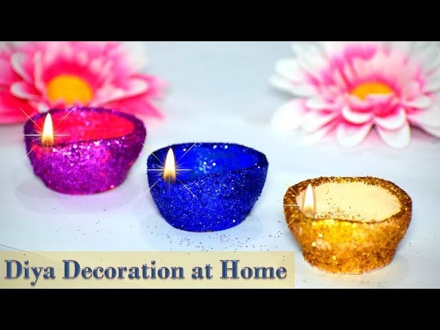 Diya decoration Idea DIY | Very easy unique diya decoration at home Decoration for diwali Christmas