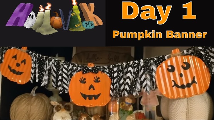 HalloWEEK Day 1 ???? Halloween DIY, Dollar Tree Pumpkin Banner!