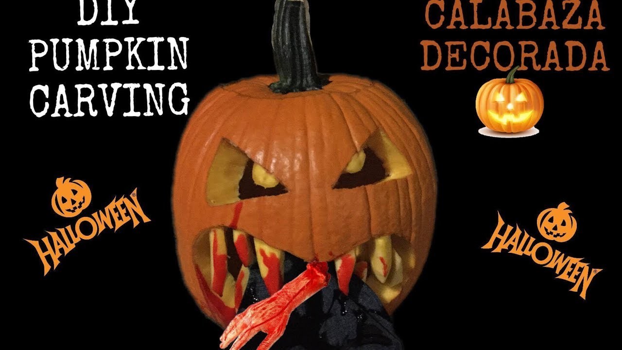Halloween Calabaza Decoracion.How to Carve Halloween Pumpkins.Diy.Lizz Muller.Sharis Diaz