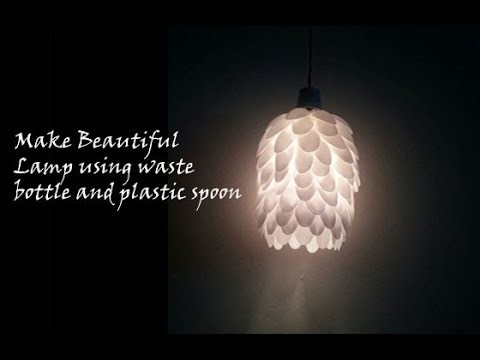 How to make lamp with plastic bottle and plastic spoon, Lamp DIY, Diwali Decoration