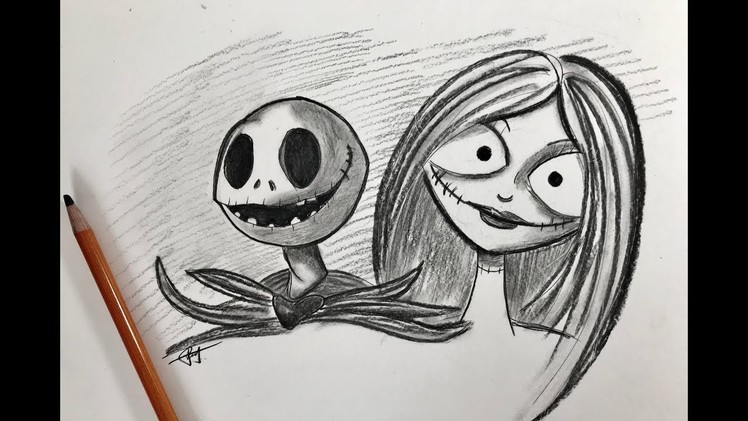 Jack Skellington and Sally Speed Drawing! Halloween DIY