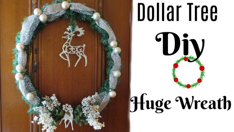 YOU WON'T BELIEVE IT! Dollar Tree DIY Huge Christmas Wreath | BIG in Size Small in Price!