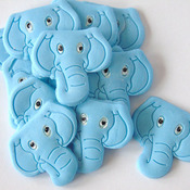 12 Blue Edible Elephants - Baby Shower Cupcake Topper Decorations