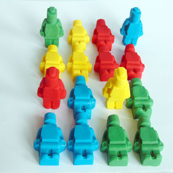 12 Edible Coloured Lego Men Cupcake Toppers