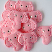 12 Pink Edible Elephant Baby Shower Cupcake Topper Decorations