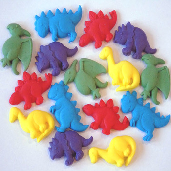 15 Novelty coloured edible Dinosaurs - Birthday Cupcake Topper decorations
