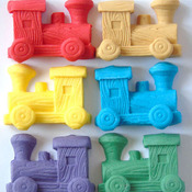6 Coloured Edible Large Trains Cake Topper Decorations