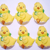 6 Large Edible Easter baby Chicks Cupcake Cake Topper Decorations