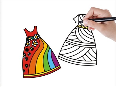 Barbie Dress Coloring Pages | Art Colors For Kids | Draw Pretty Rainbow Summer Dress