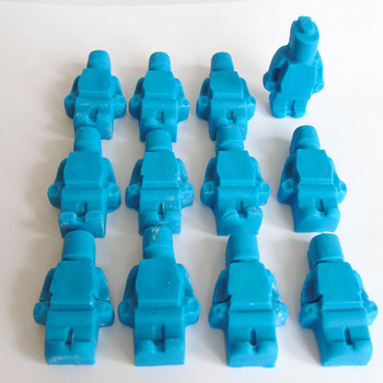 12 Edible Blue Lego Men Cupcake Toppers