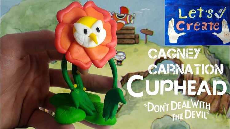 Cagney Carnation (Cuphead) - Polymer Clay. Cold Porcelain