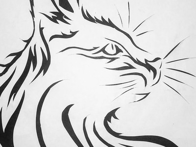 Cat! Drawing cat by knife pen! Paper cutting art by Radhapada! Rainbow Art