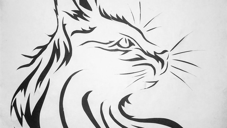 Cat! Drawing cat by knife pen! Paper cutting art by Radhapada! Rainbow Art