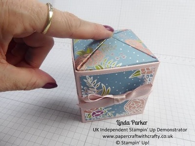 Cubed Box with Pop-Up.Pop-Shut Closure Lined in Sweet Soiree DSP from Stampin' Up!