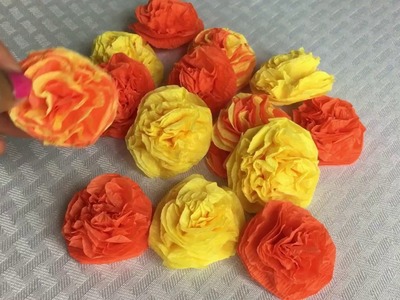 Diwali Decoration idea || how to make crepe paper marigold flowers