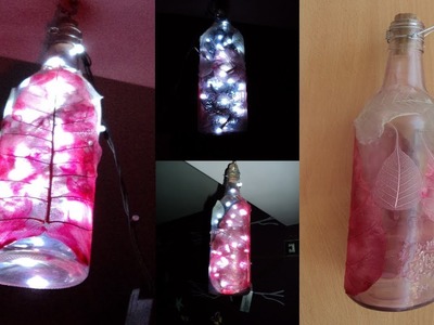DIY-Art Attack. 5 minutes Home Decor Ideas With  Colored Skeleton Leaf &bGlass bottle at Home