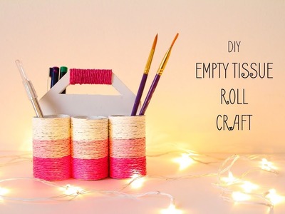 DIY Empty Tissue Roll Craft. DIY pen stand