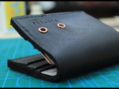 DIY making leather wallet - using faux leather صنع محفظة نقود من الجلد