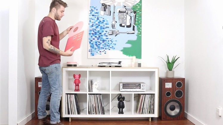 DIY Media. Record Console | Ikea Hack | Kallax Bookcase