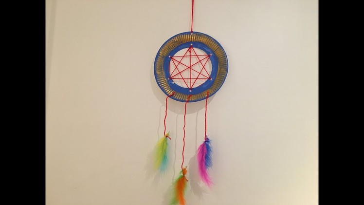 Dream catcher making from paper plate