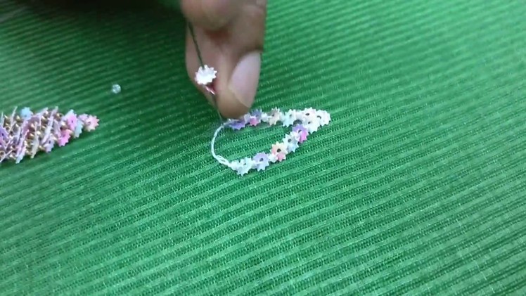 Flower Sequin bead work for a designer saree