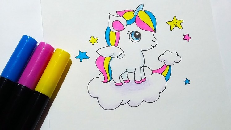 How to Draw a Cute Rainbow Unicorn Easy Step by Step for Kids and Beginners