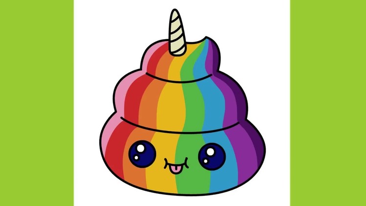 How to draw a Unicorn Poop Cute Emoji Rainbow Coloring