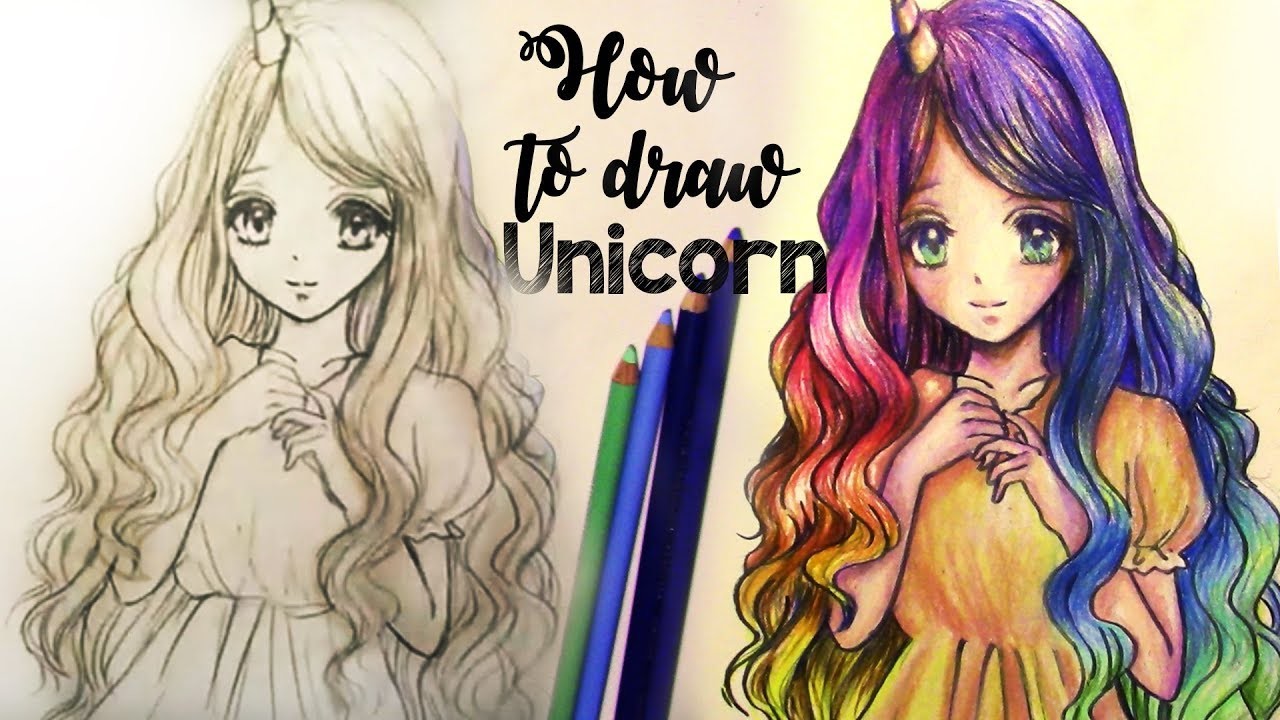 How To Draw And Color Unicorn Girl Rainbow Hair