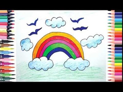 How to draw Rainbow for beginners, draw for kids, Color for children, Easy drawing step by step