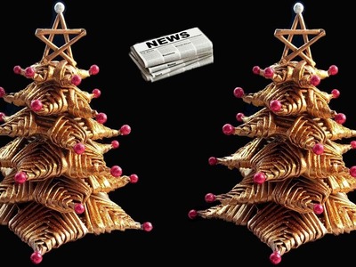 How to make Table top Christmas Tree from Newspaper | DIY Christmas Crafts