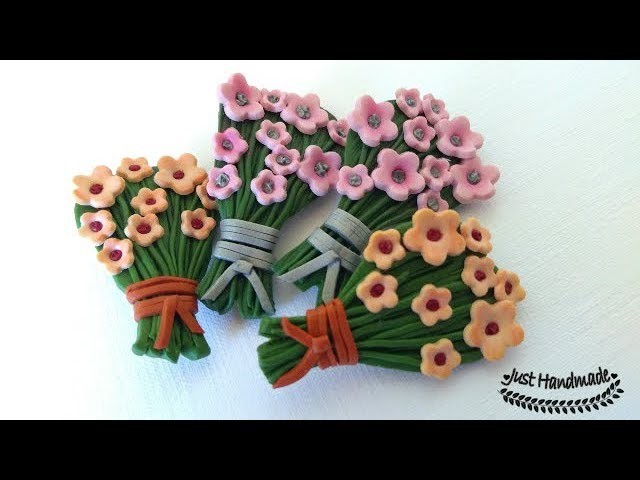 ~JustHandmade~ Easy polymer clay (fimo) flower bouquet brooch tutorial