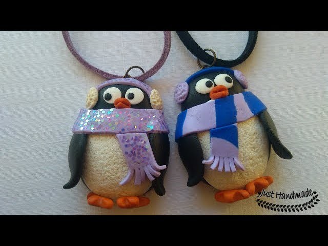 ~JustHandmade~ Polymer clay (fimo) penguin pendant tutorial