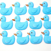 12 Edible Baby Shower Blue Duck Cupcake Toppers (Style 2)