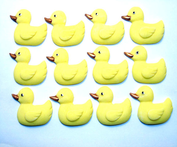 12 Edible Baby Shower Yellow Duck Cupcake Toppers (Style 2 ...