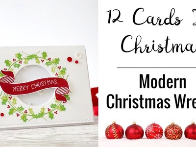 12 Cards For Christmas  - Card 3  - Traditional Christmas Wreath - Avery Elle Fa La La