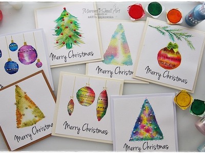 7 Watercolor Christmas Card Ideas for Beginners ♡ Maremi's Small Art ♡