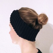 Black Knitted Wool Handmade Hairband for Women