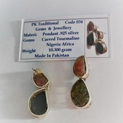 Carved Tourmaline Earrings