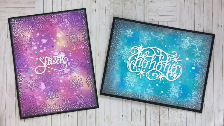Christmas cards with CE dies & embossingfolder & Distress Oxide background
