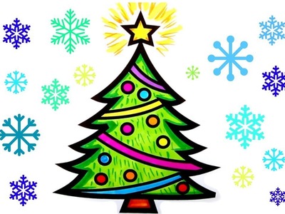 CHRISTMAS & HOLIDAY COLORING PAGES FOR KIDS!! How to Draw and Color a Lovely Christmas Tree Easy