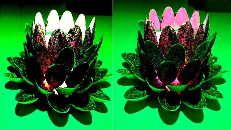 Christmas Special:- How to make Water Flower Shape Lamp with Glitters and Spoons