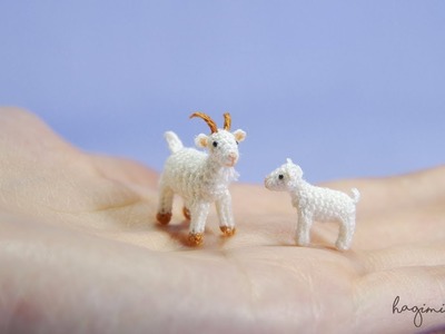 Crochet goat family - Doll house - Micro Amigurumi Crochet